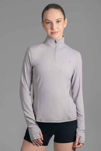 Ultimate Midi Zipper Sport - Polera deportiva manga larga Mujer Cool Gray