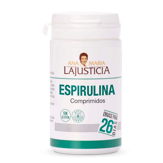 Ana María Lajusticia Espirulina – Alga vegetal rica en proteínas de alto valor biológico y minerales (160 comprimidos).