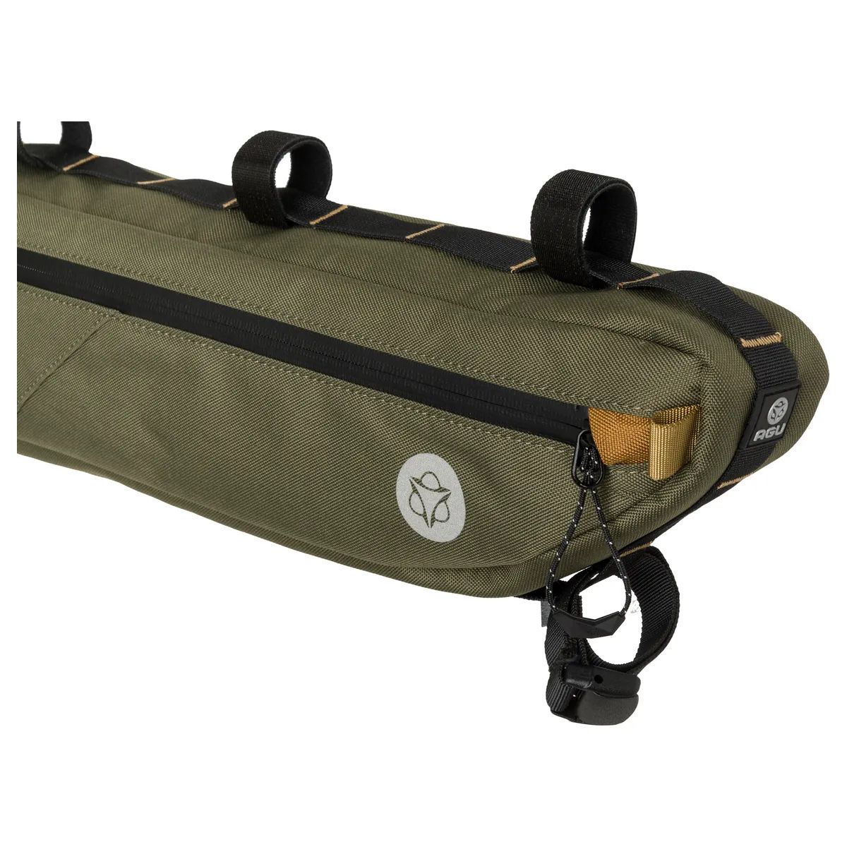 Bolsa marco AGU Venture Army Green detalle correas ajustables cuadro