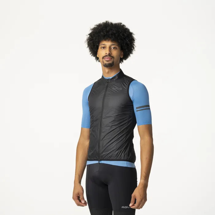 AGU Essential - Cortaviento de Ciclismo sin mangas Negro.  Ultraliviano, Compacto y Windproof