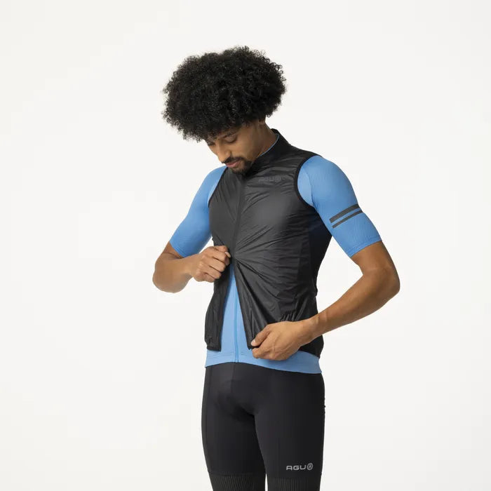 AGU Essential - Cortaviento de Ciclismo sin mangas Negro.  Ultraliviano, Compacto y Windproof