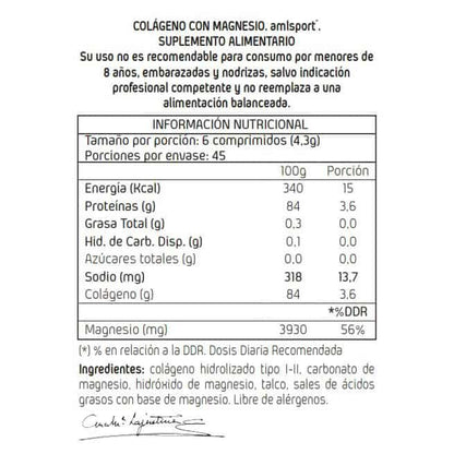 amlsport COLAGENO CON MAGNESIO (270 comprimidos)