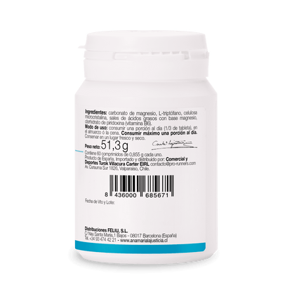 Ana María Lajusticia Triptófano con Magnesio y Vitamina B6 – Suplemento para el descanso y el equilibrio emocional (60 comprimidos).