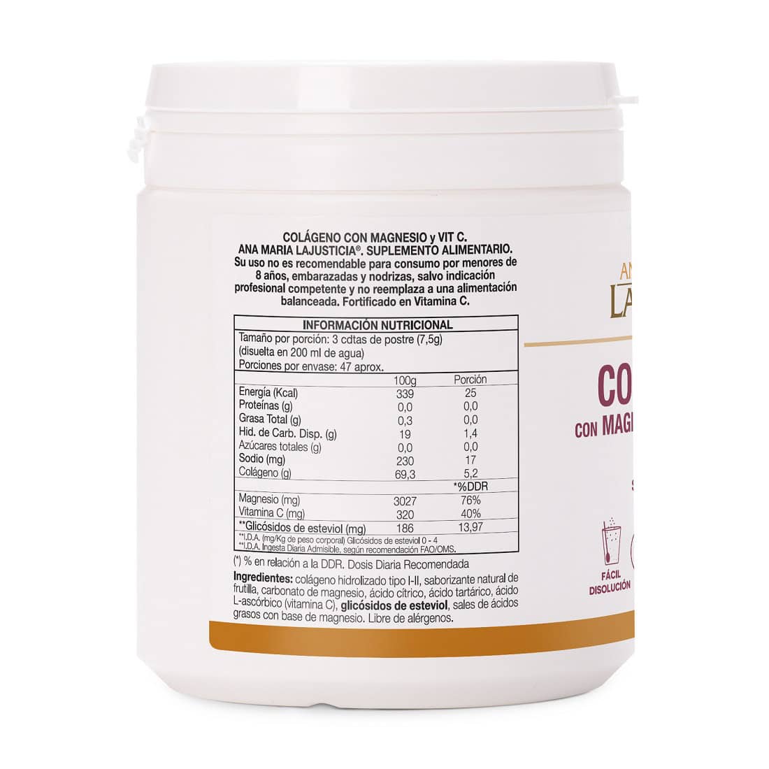Ana Maria Lajusticia COLAGENO CON MAGNESIO + VIT.C Sabor fresa (350 gr) - Polvo