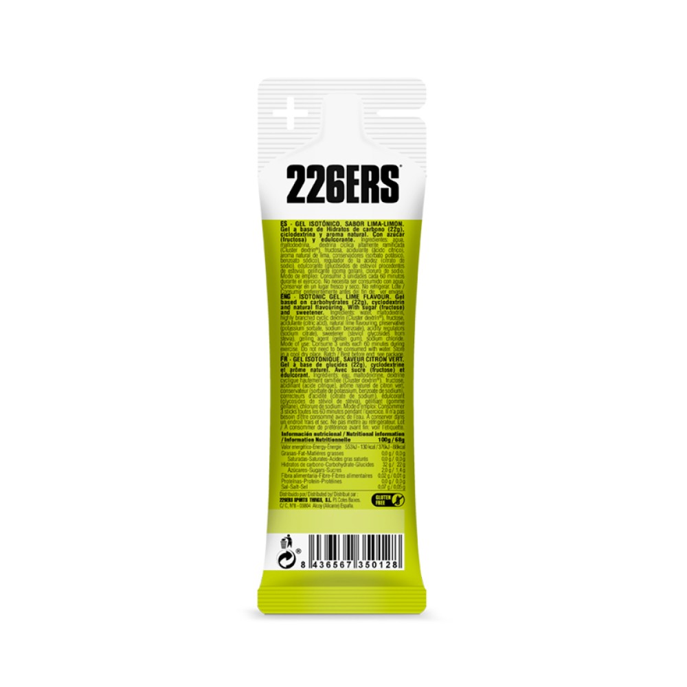 226ers Isotonic Gel 68g - Gel Isotónico liquido con y sin cafeina. / Formato unitario o caja de 24