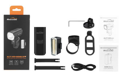 Magicshine Pack Set Luz delantera ALLTY - 400v2.0 + Trasera roja SEEMEE-20v2.0