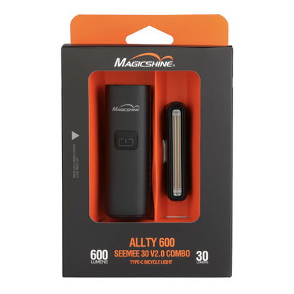 Magicshine ALLTY 600 V2.0 + SeeMee 30 V2.0 – Pack de luces delantera y trasera para ruta y ciudad.