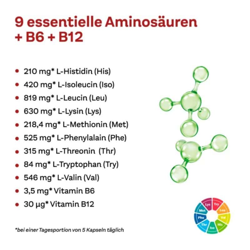 Doppelherz AMINOÁCIDOS ESENCIALES + Vitamina B6 + Vitamina B12 - AMINOSAUREN