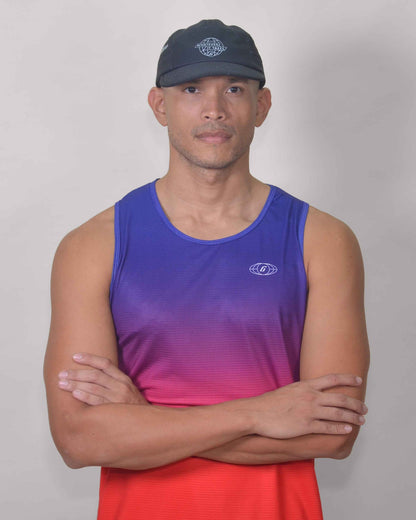 Polera Running Cool Gavia - Camiseta de correr sin mangas. Hombre (Azul rojo)