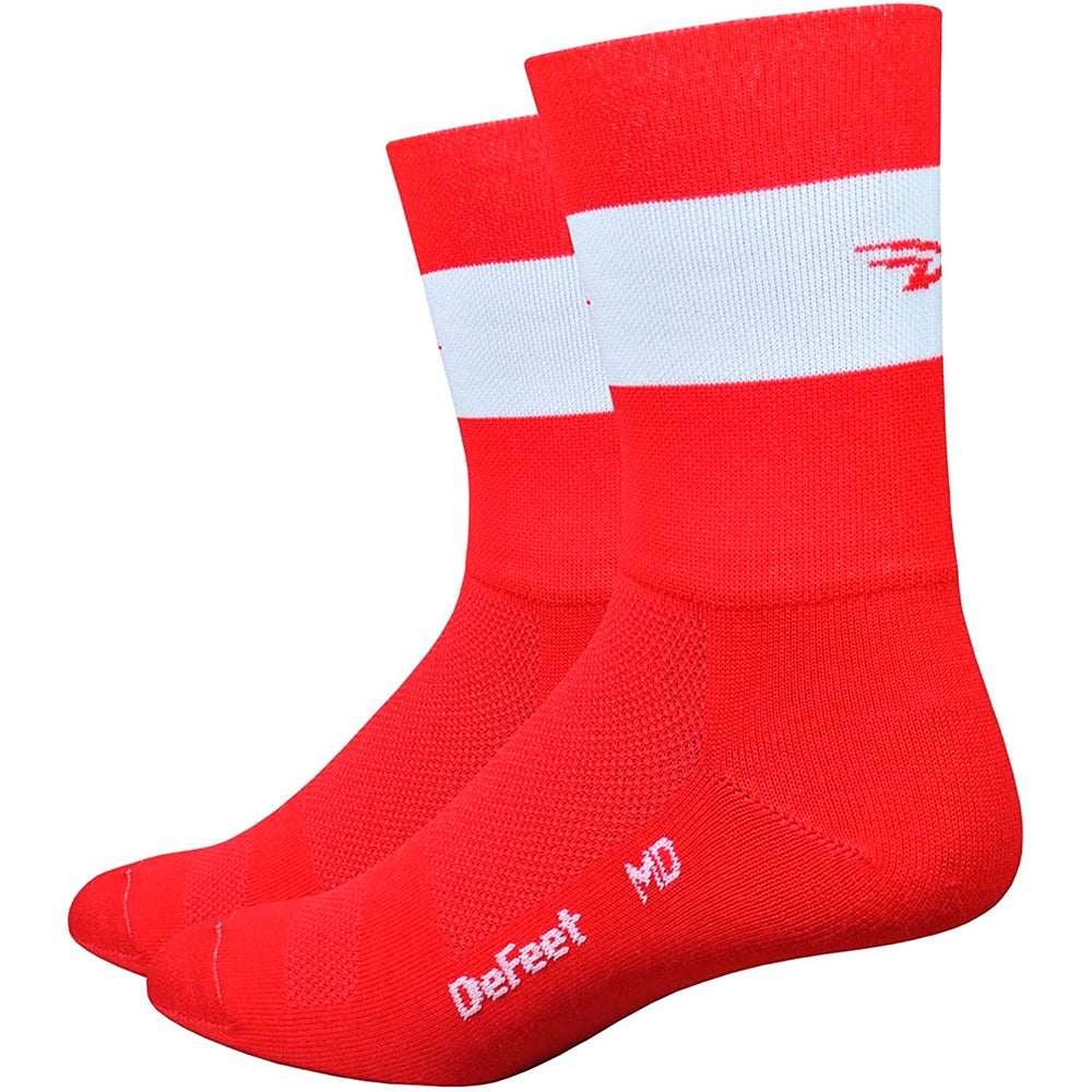 Defeet Aireator D-Logo 6” - Calcetínes de ciclismo largos color Rojo