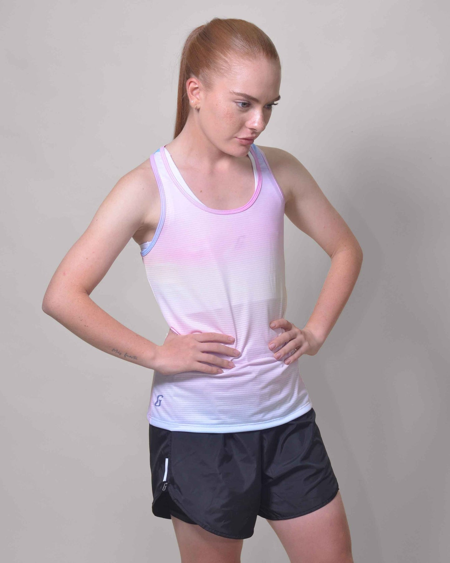 Polera Running Gavia Kappa - Camiseta de correr sin mangas. Mujer (Blanco)