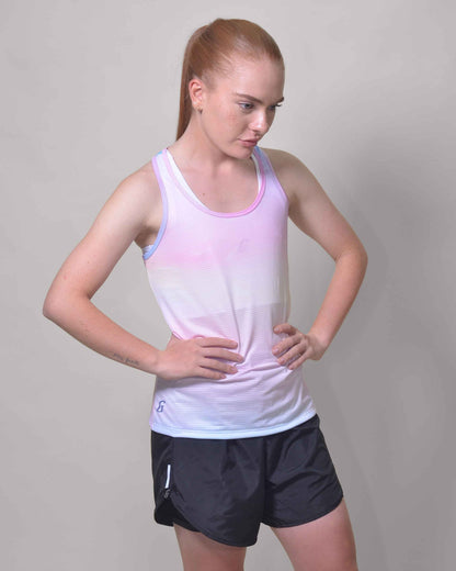 Polera Running Gavia Kappa - Camiseta de correr sin mangas. Mujer (Blanco)