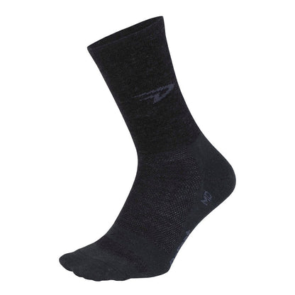 DeFeet Wooleator 5'' D-Logo Charcoal - Calcetines de ciclismo Lana Merino Delgados y comodos (negro)