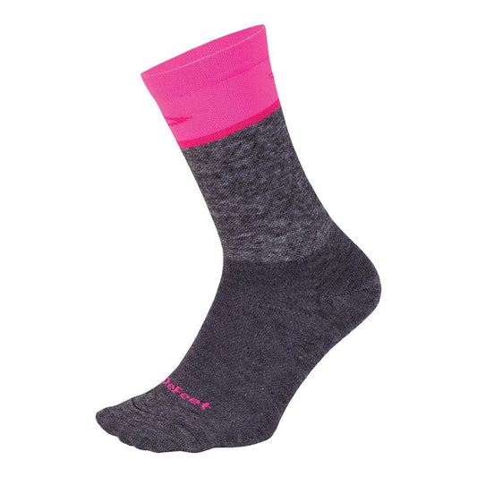DeFeet Wooleator Wool Blend 6'' - Calcetines de ciclismo Lana Merino (Gris / Rosado)