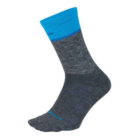 DeFeet Wooleator Wool Blend 6'' - Calcetines de ciclismo Lana Merino (Gris / Celeste)