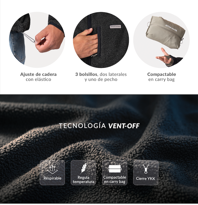 Atakama Outdoor Ventoff Patagón – Polar cortaviento de mujer negro
