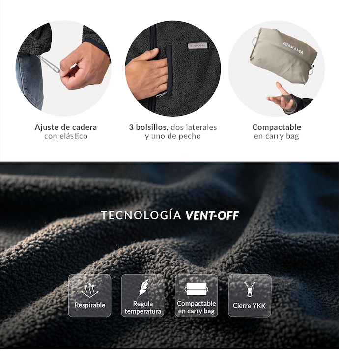 Atakama Outdoor Ventoff Patagón – Polar cortaviento de hombre negro