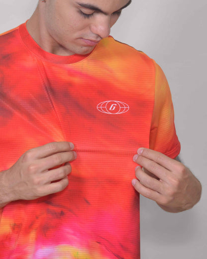 Gavia Infernal - Polera de Running Manga corta Hombre (Rojo Amarillo)