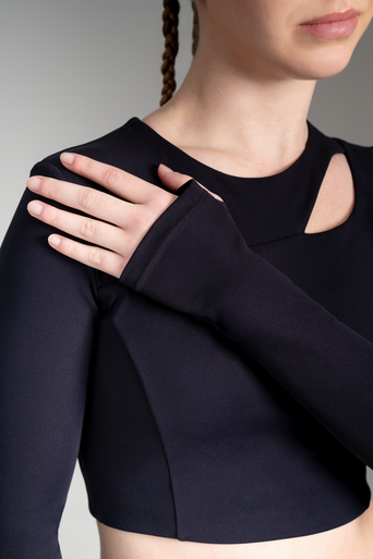 Ultimate Crop Top ML Sport - Polera Mujer Opening Black