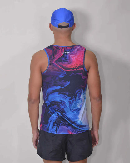 Gavia Seea - Polera de Running Sin Mangas Hombre (azul multicolor)