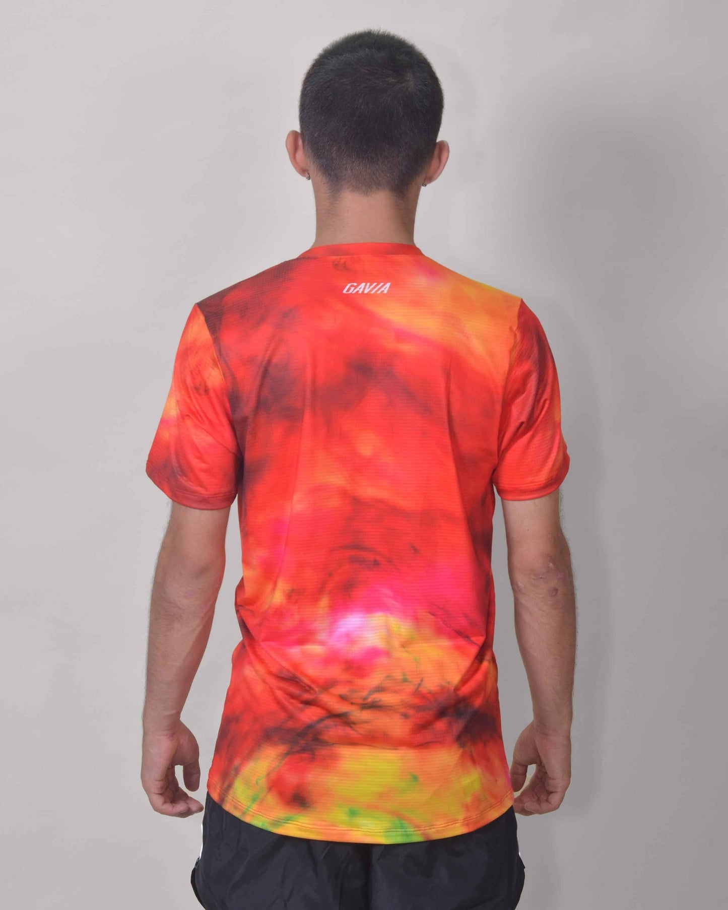 Gavia Infernal - Polera de Running Manga corta Hombre (Rojo Amarillo)