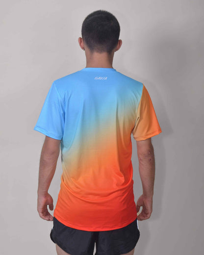 Gavia Newton - Polera de Running Manga corta Hombre (Naranjo Azul)