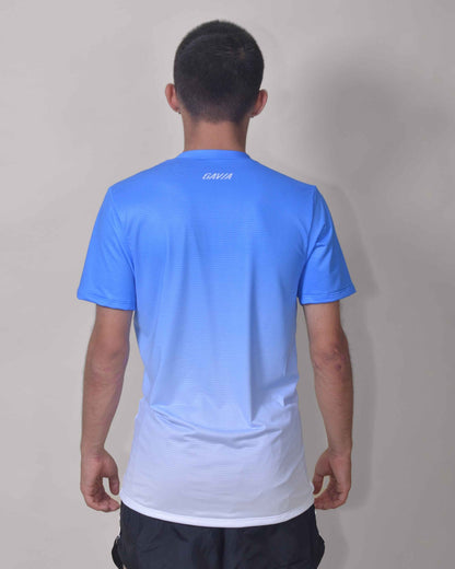 Gavia Skype - Polera de Running Manga corta Hombre (Celeste Blanco)