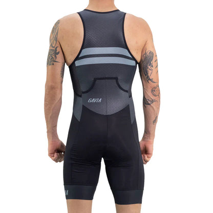 Gavia Tria Black - Traje Trisuit de Triatlón Sin Mangas de Hombre (Negro)