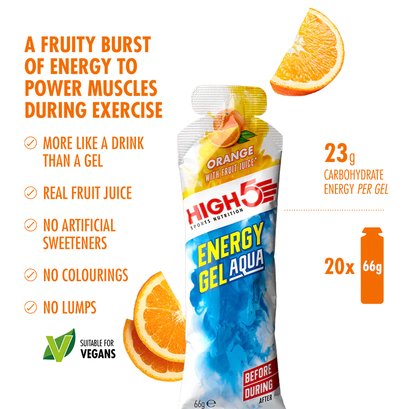 Caja de Gel Aqua High5 Naranja (66g) Caja de 20u