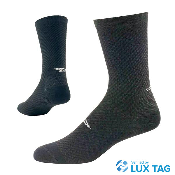 DeFeet Evo Carbon 6'' - Calcetines de ciclismo largos, lo más livianos (NEGRO Carbon/Black Poly)