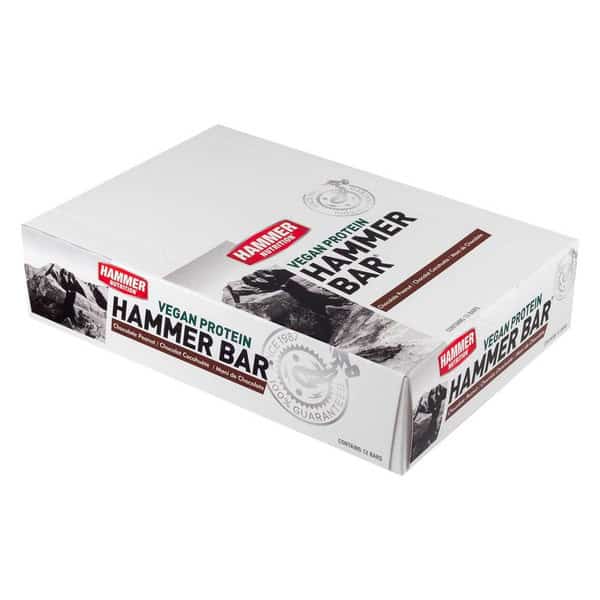 Hammer Nutrition Vegan Protein Bar – Barra de proteína vegana de chocolate y mantequilla de maní (unidad o caja de 12)