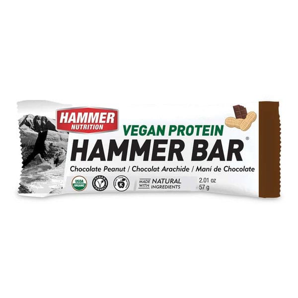 Hammer Nutrition Vegan Protein Bar – Barra de proteína vegana de chocolate y mantequilla de maní (unidad o caja de 12)