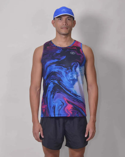 Gavia Seea - Polera de Running Sin Mangas Hombre (azul multicolor)