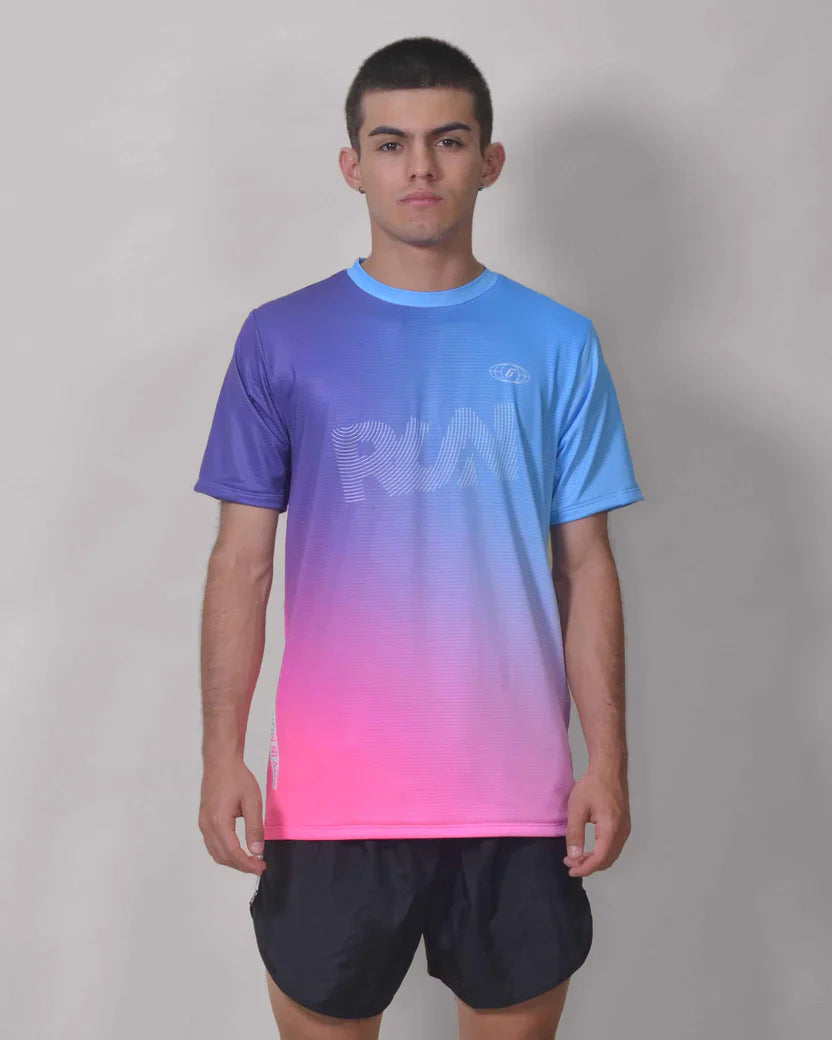 Gavia City Run  - Polera Running Sin Mangas Hombre (Celeste rosado)