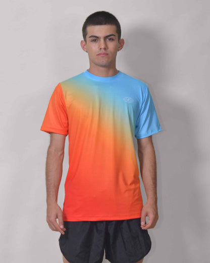 Gavia Newton - Polera de Running Manga corta Hombre (Naranjo Azul)