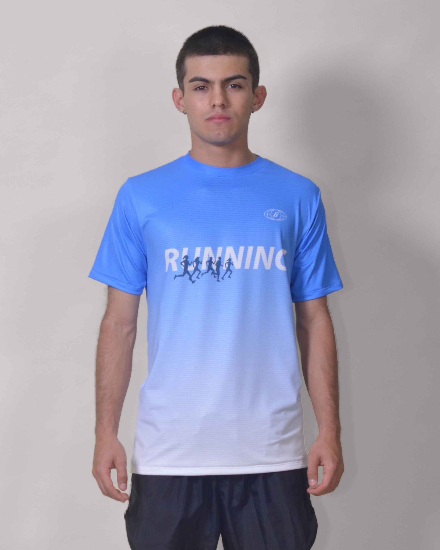 Gavia Skype - Polera de Running Manga corta Hombre (Celeste Blanco)