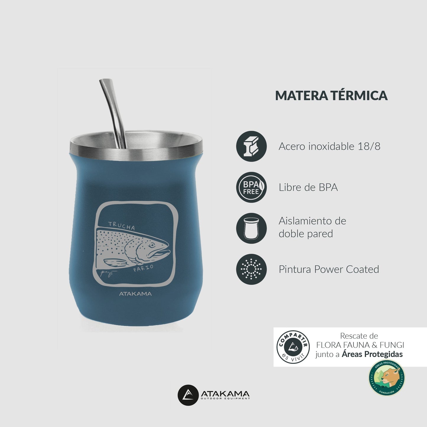 Matera térmica Trucha Fario 160 ml Azul - Atakama Outdoor