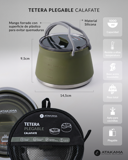 Atakama Outdoor Calafate – Tetera plegable de silicona 1 litro