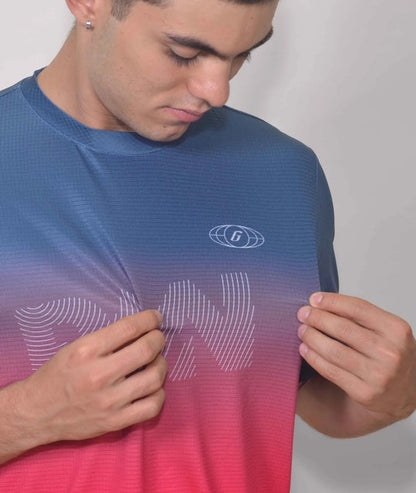 Gavia Fresh - Polera de Running Manga corta Hombre  (Azul, Rojo, Blanco)
