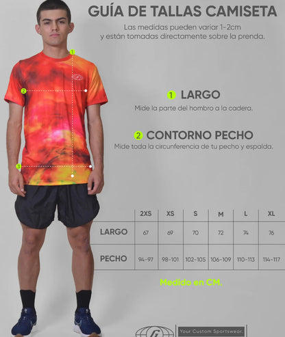 Gavia Infernal - Polera de Running Manga corta Hombre (Rojo Amarillo)