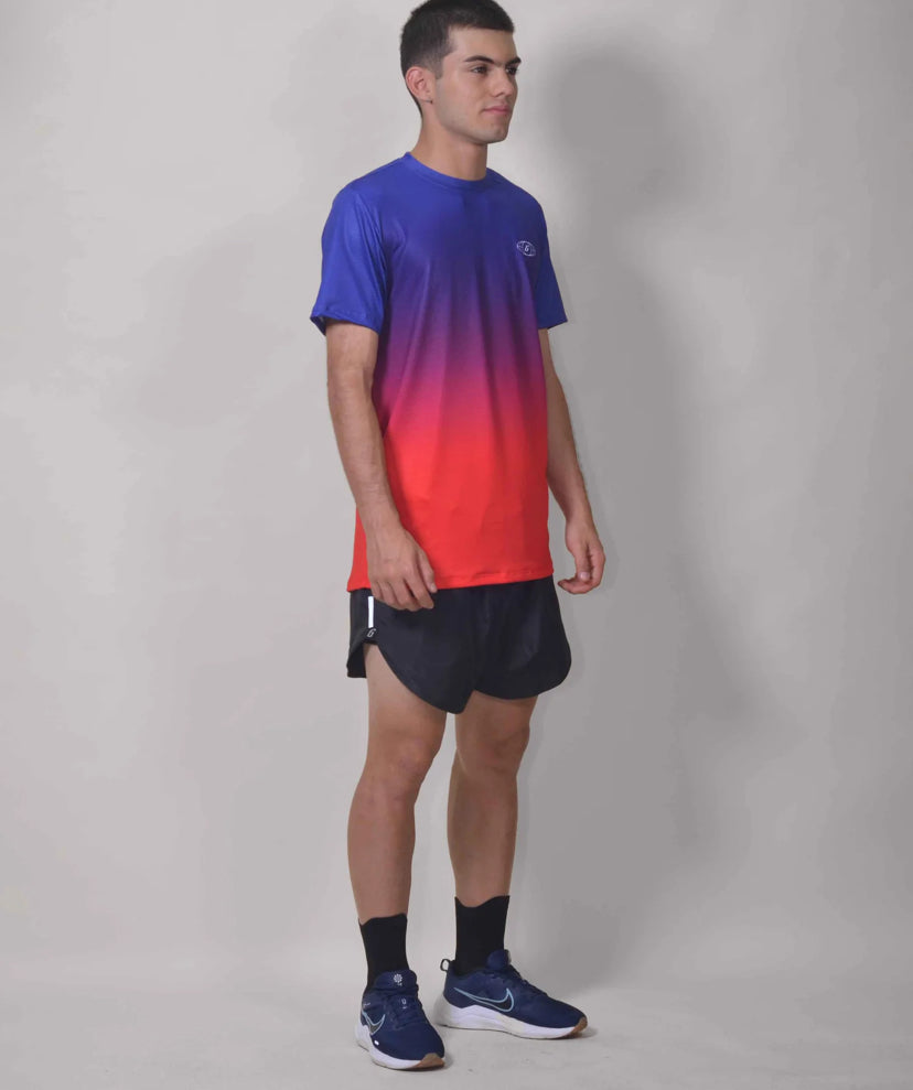 Gavia Cool - Polera de Running Manga corta Hombre  (Azul roja)