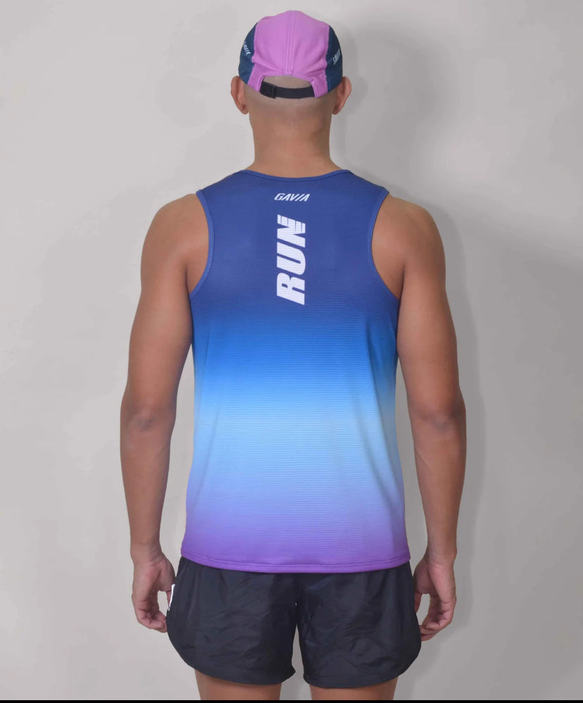 Polera Running Gavia - Camiseta de correr sin mangas. Hombre (celeste azul)
