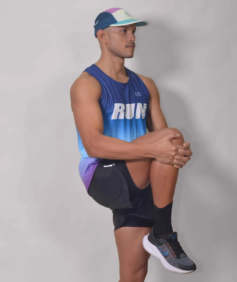 Polera Running Gavia - Camiseta de correr sin mangas. Hombre (celeste azul)