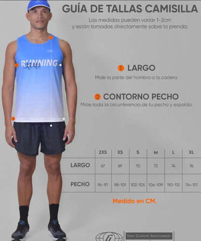 Polera Running Gavia - Camiseta de correr sin mangas. Hombre (celeste azul)