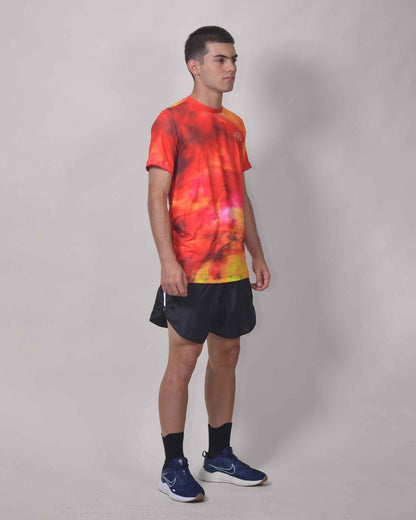 Gavia Infernal - Polera de Running Manga corta Hombre (Rojo Amarillo)