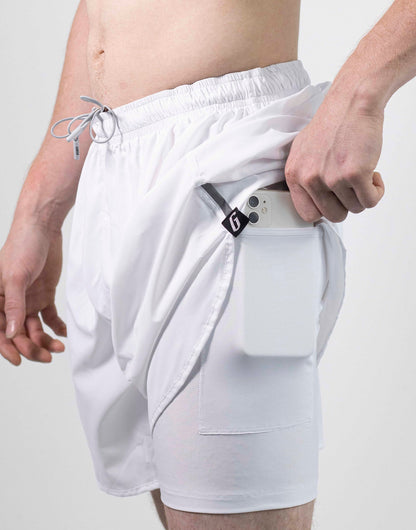 Gavia Pantalon - Short de Running Con Bolsillo y calza  Blanco