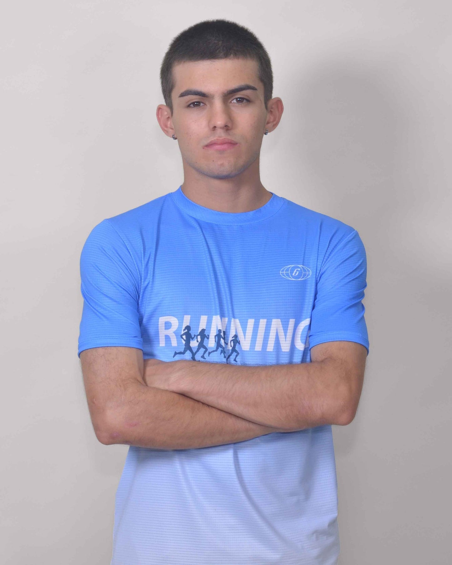 Gavia Skype - Polera de Running Manga corta Hombre (Celeste Blanco)
