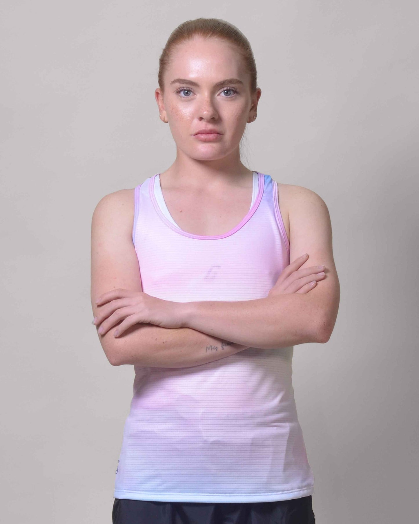 Polera Running Gavia Kappa - Camiseta de correr sin mangas. Mujer (Blanco)
