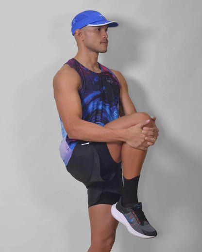 Gavia Seea - Polera de Running Sin Mangas Hombre (azul multicolor)