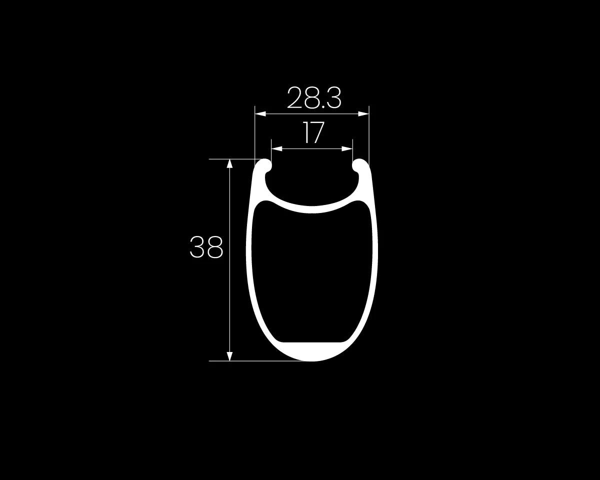 Elite Wheels Marvel 38D - Juego de Ruedas Ruta Perfil 38 (Carbono, Freno Disco) [No incluye Núcleo]